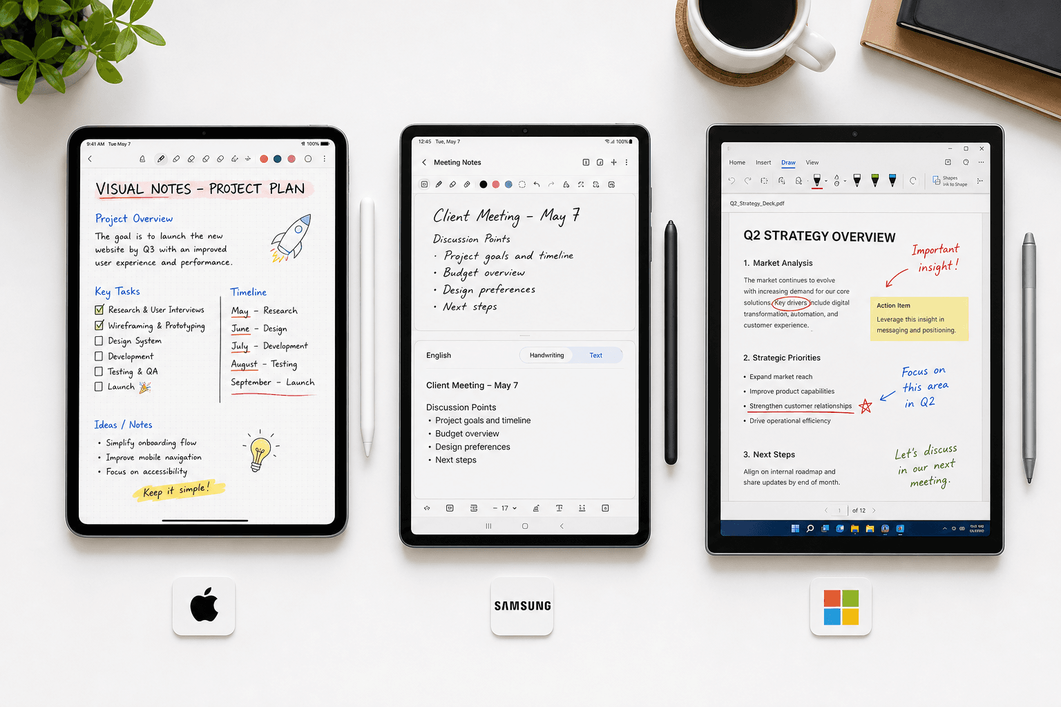 Best Note-Taking App with Stylus for Students in 2026: iPad vs. Galaxy Tab vs. Surface