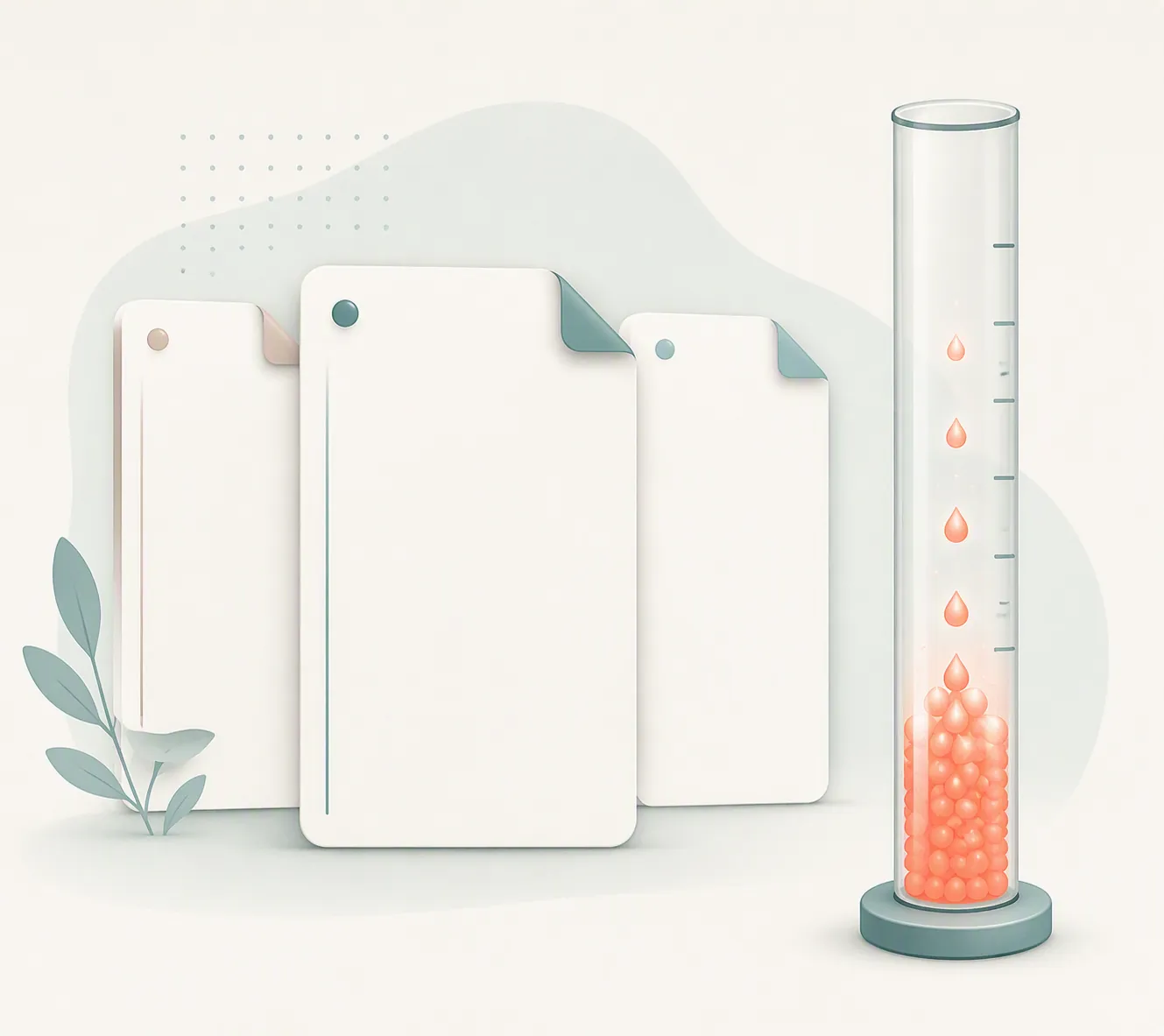 Abstract note-taking app beside a transparent token meter filling with glowing droplets