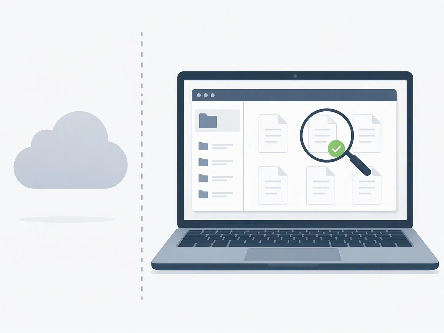 Downloaded document archive being inspected on a computer away from its cloud account