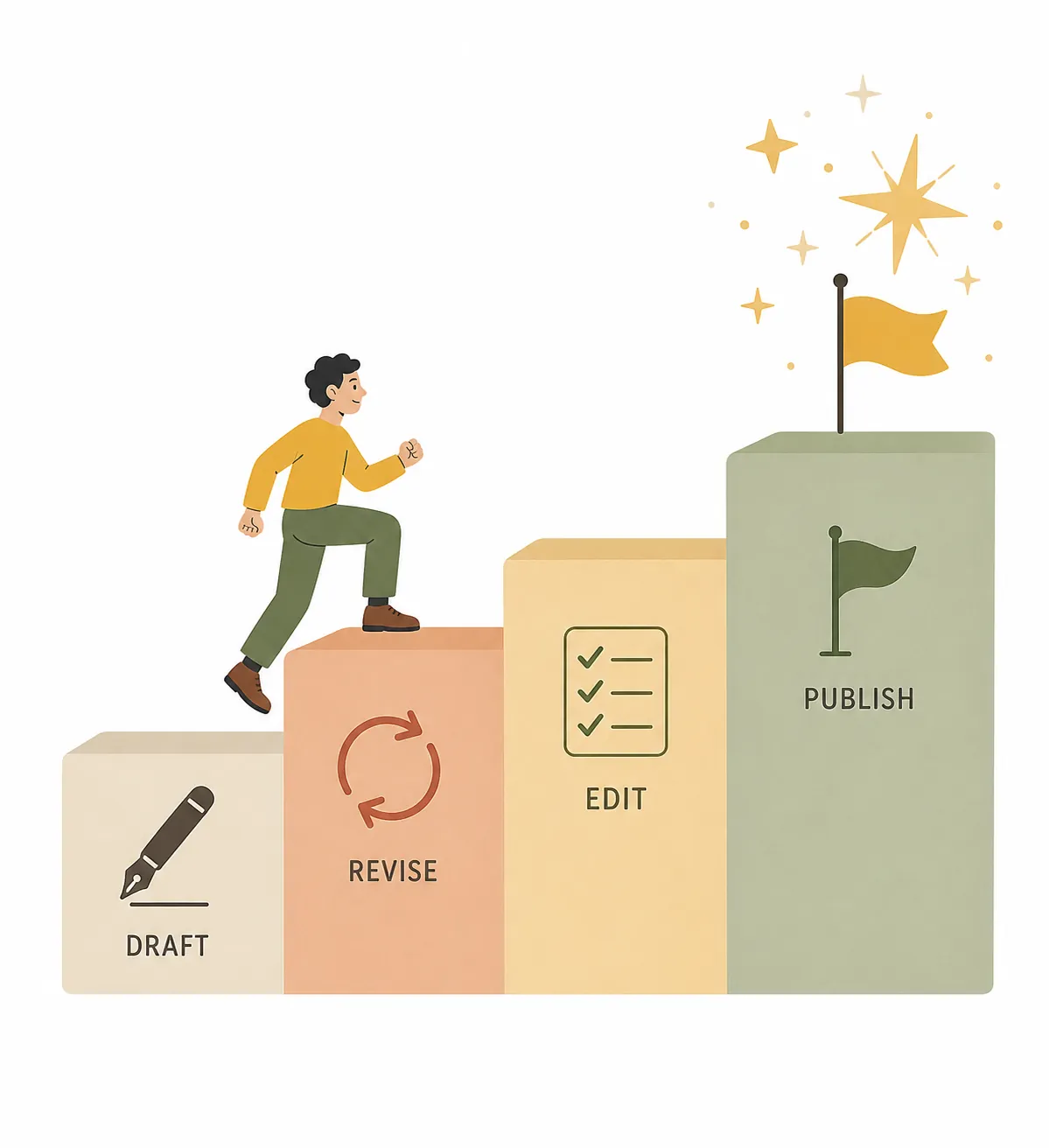 Revision path moving from drafting through revising and editing to publishing