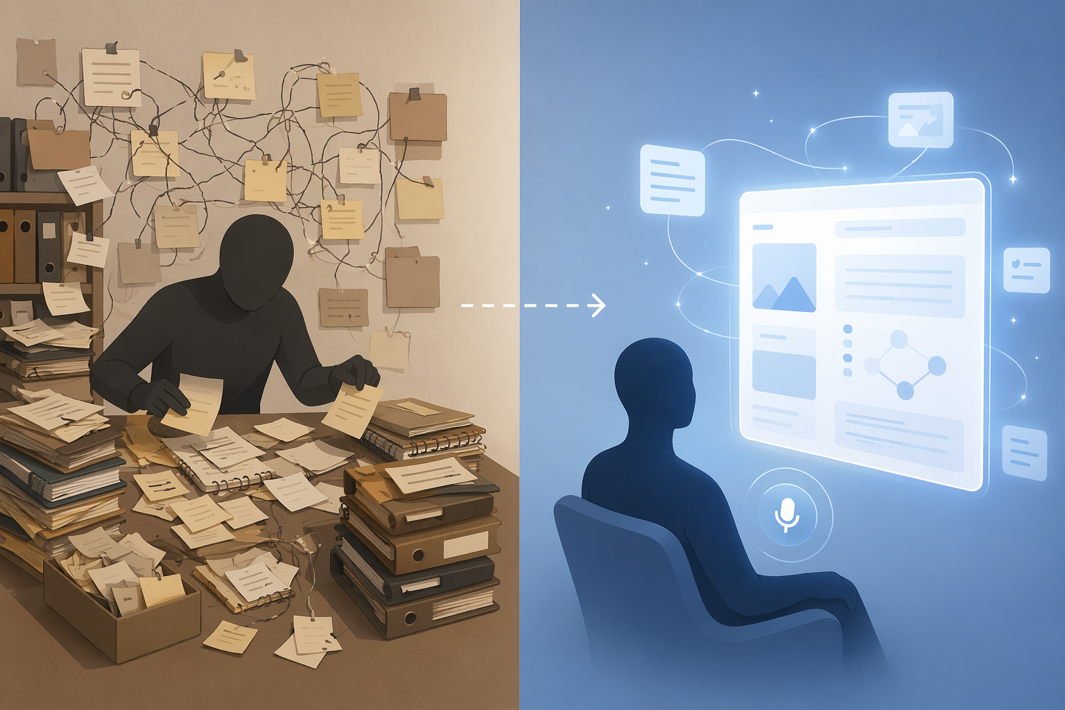 A comparison of manual note sorting and AI-assisted wiki synthesis from captured knowledge