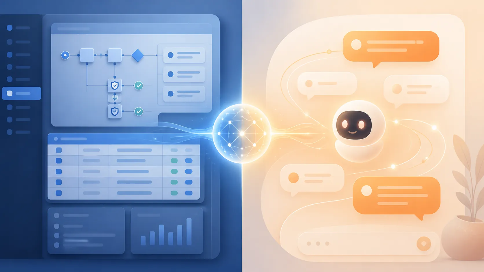 Enterprise platform and conversational AI surface connected by a shared model