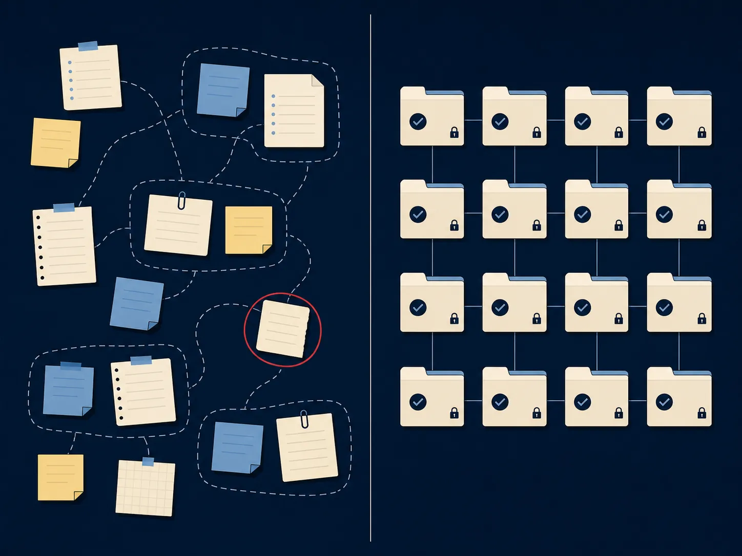 Comparison of unstable draft note clusters and a verified final note system