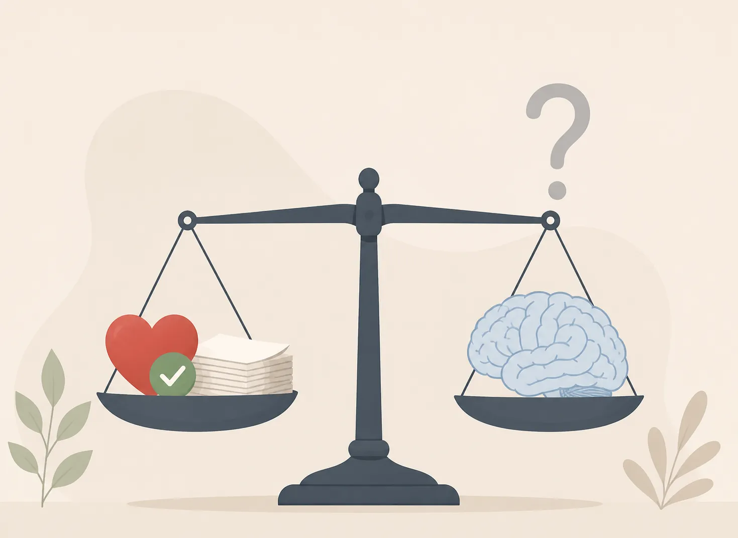 A balance scale contrasting supported mood evidence with uncertain focus effects