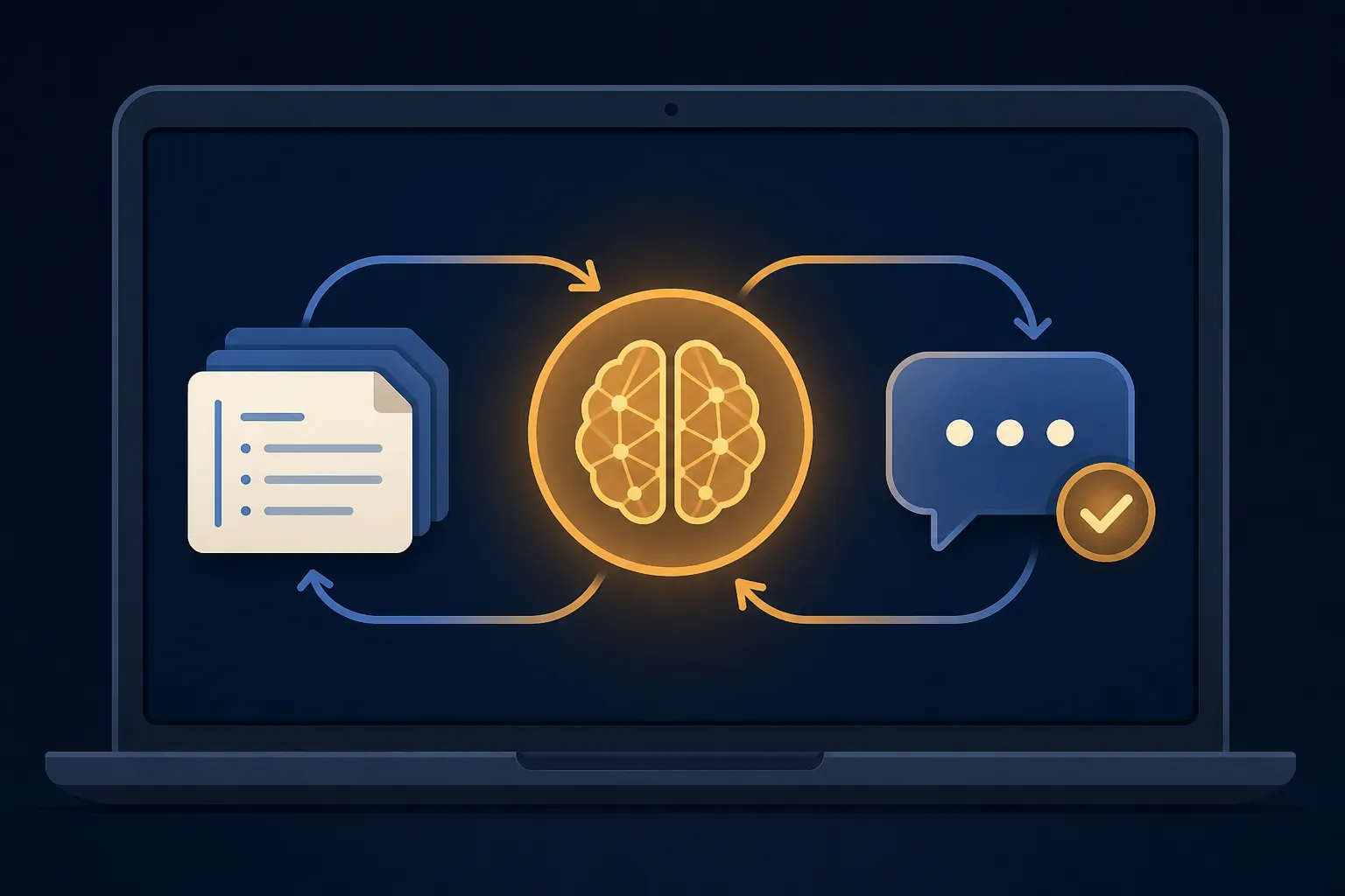 Closed-loop workflow from markdown notes to a local AI model and back to checked answers