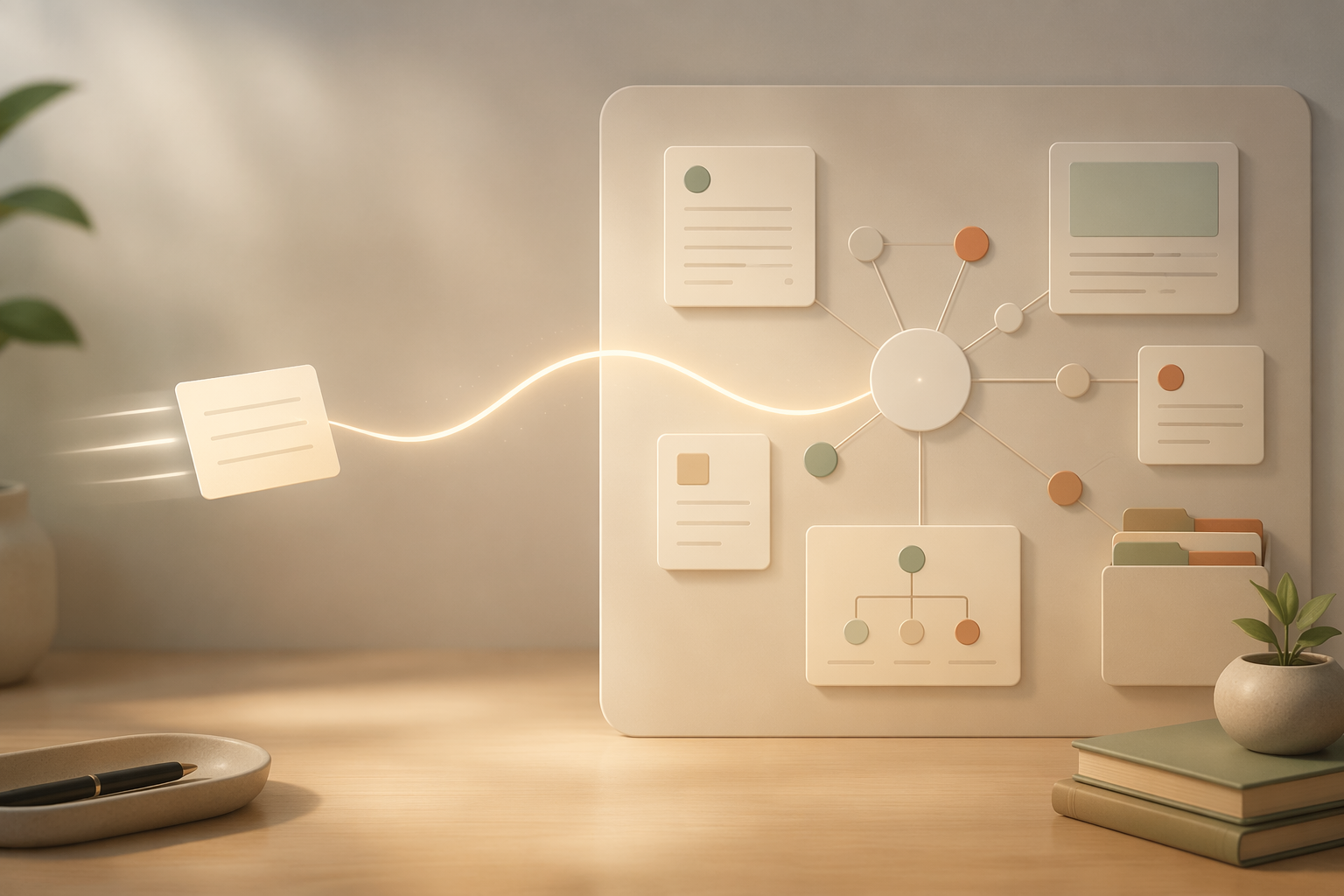 Quick note card connected to a larger structured knowledge space