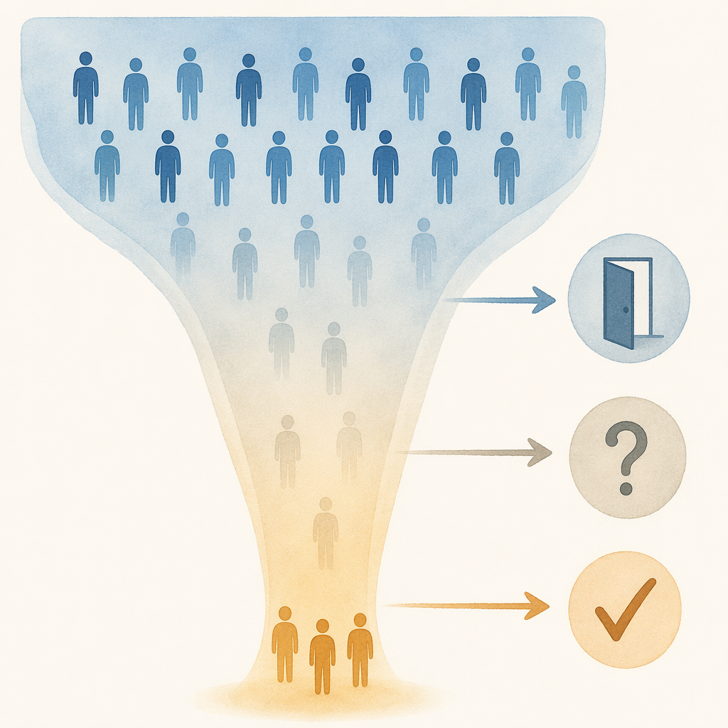 Funnel showing employees dropping off between screening positive and receiving care