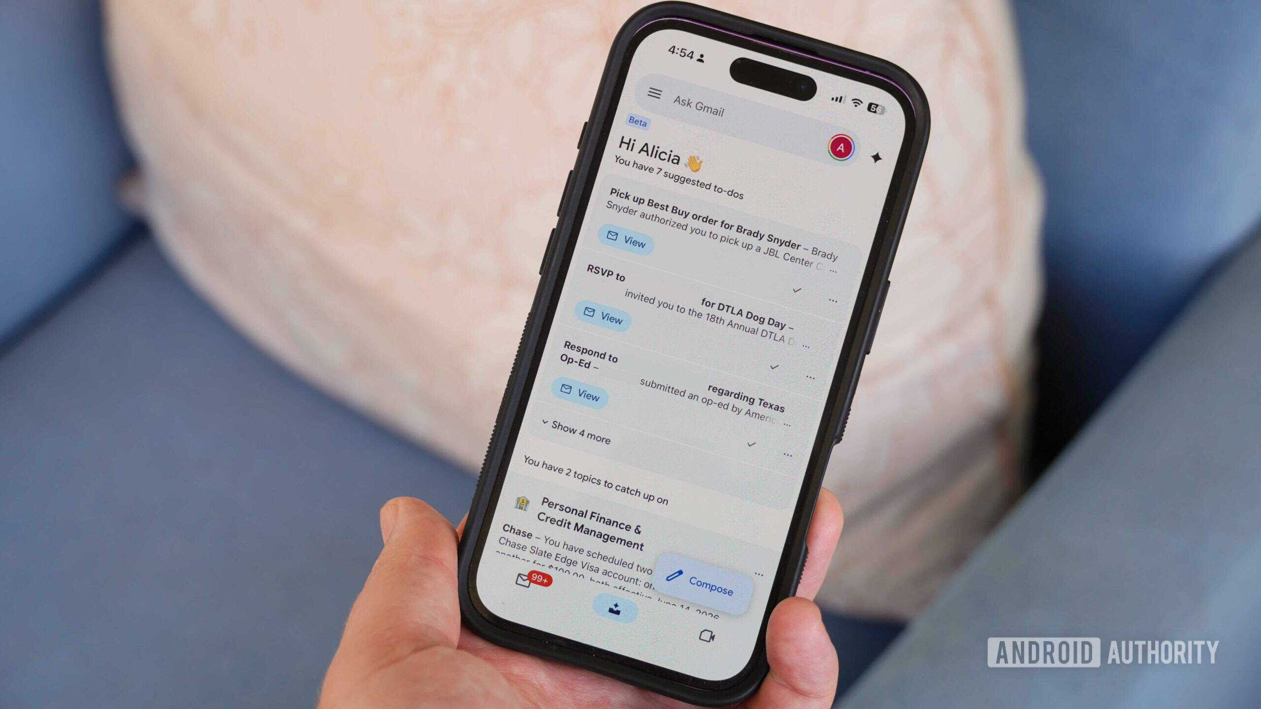 Screenshot of Gmail AI Inbox showing AI-generated to-do groupings and topic summaries
