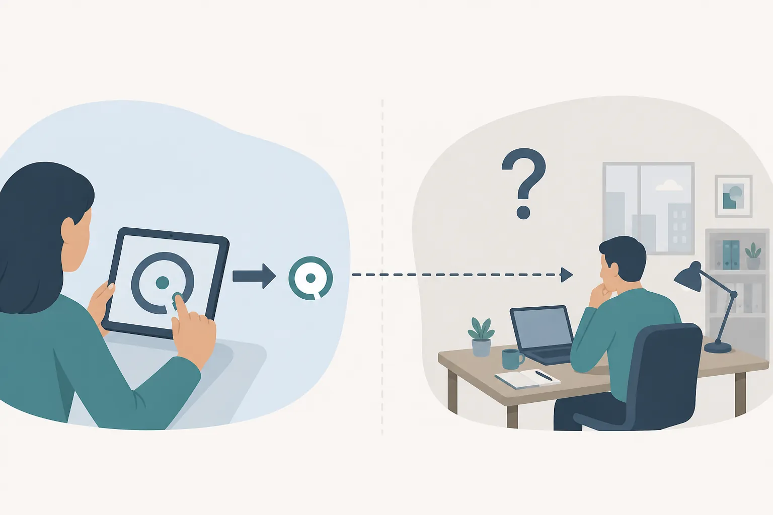 Near transfer shown with a short arrow from a puzzle drill to a matching target, and far transfer shown with a long dashed arrow toward office work