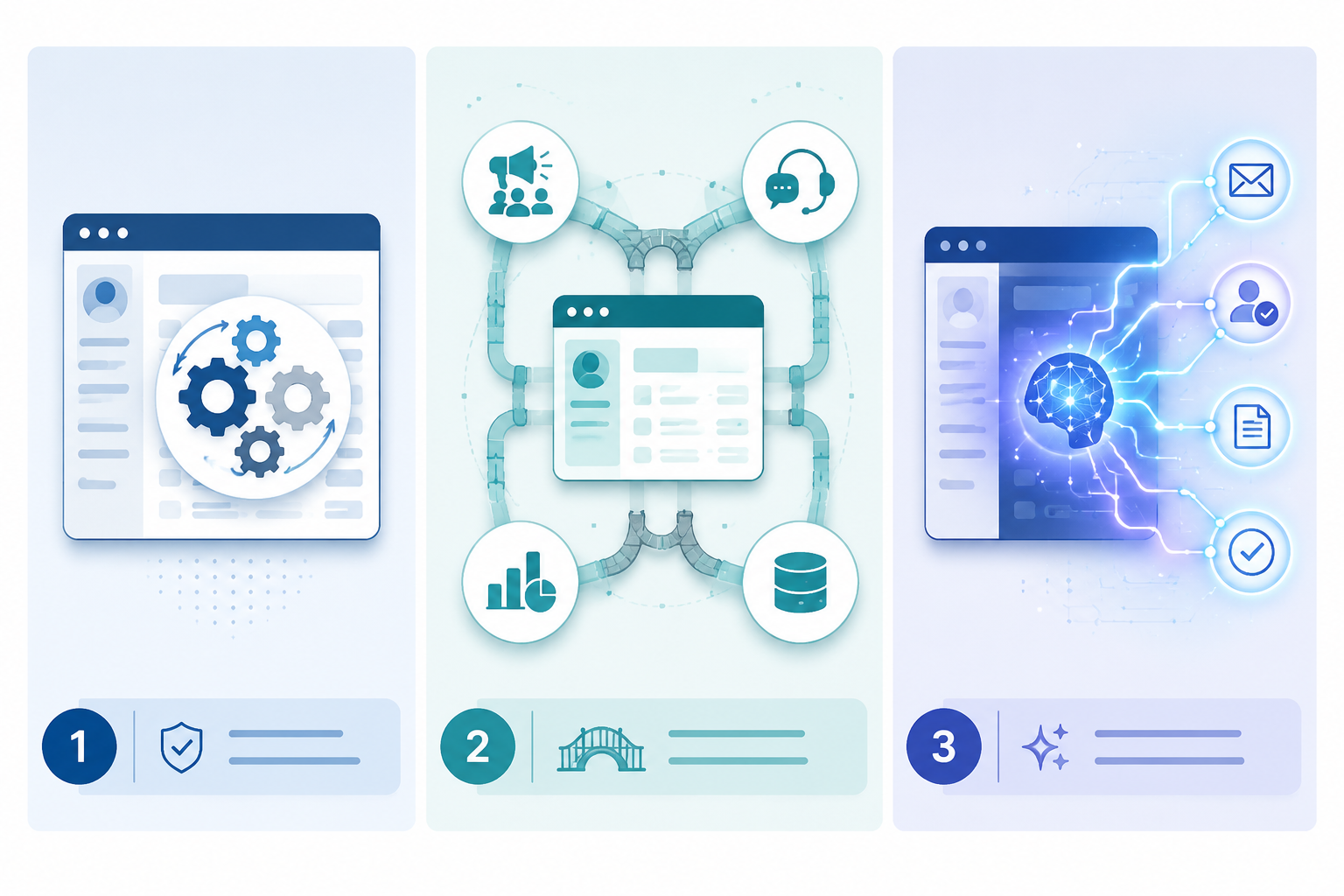 Decision framework showing native CRM automation, cross-system orchestration, and AI-driven execution routes