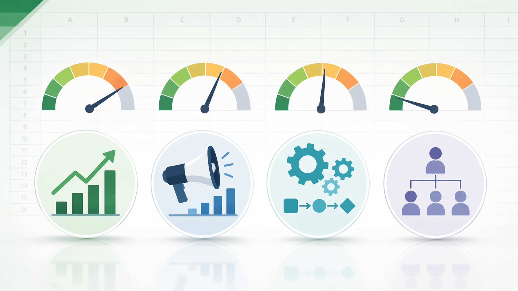 Four job function icons showing higher Copilot fit for finance, medium-high for marketing, medium for operations, and low for HR