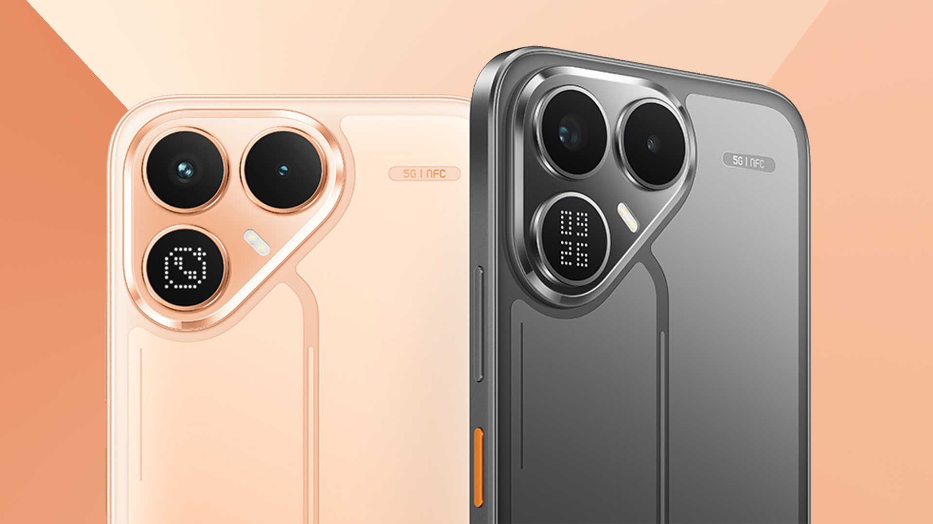 Tecno Pova 8 photographed diagonally against a dark background, showing the rear panel, large camera module, and matte finish.