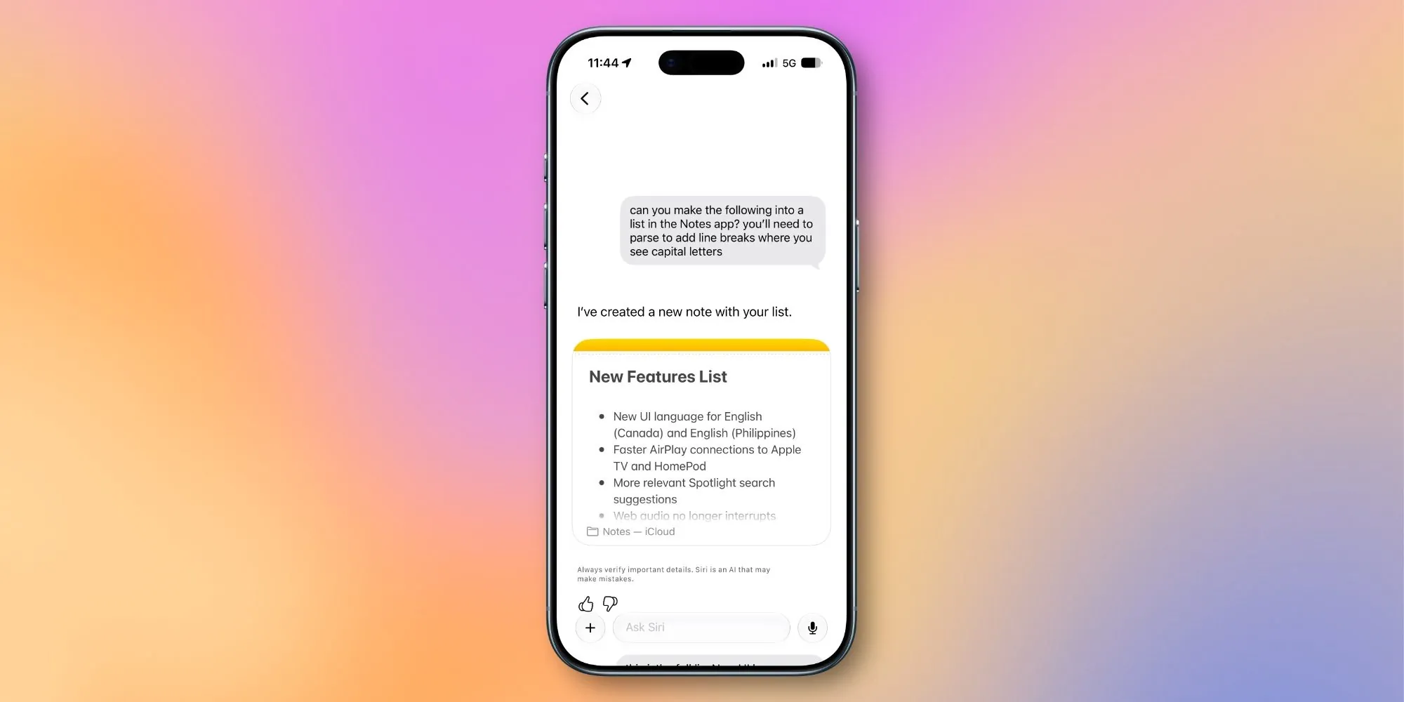 Apple Notes in iOS 27 with Siri AI voice capture and note suggestions