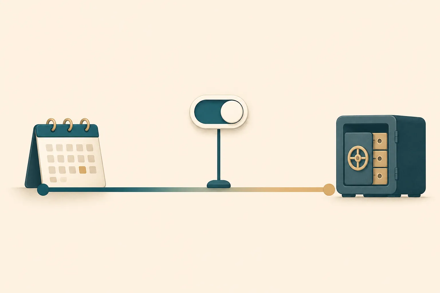 Timeline and toggle illustration representing retention windows and an opt-in setting