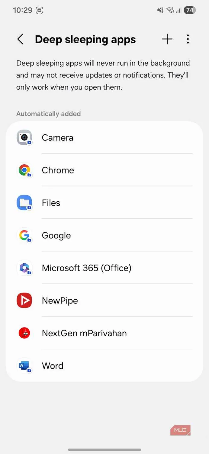 Samsung One UI Deep Sleeping apps settings menu