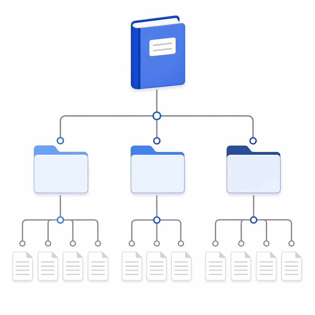 Notebook section page hierarchy diagram