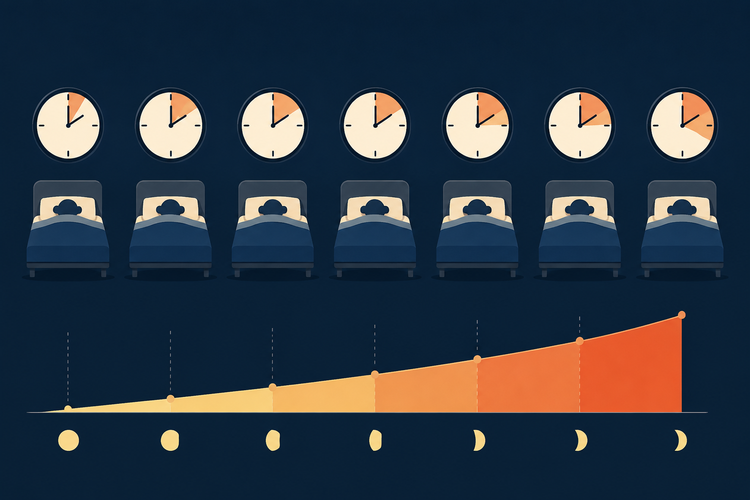 An infographic showing sleep debt building across the week after daylight saving time.