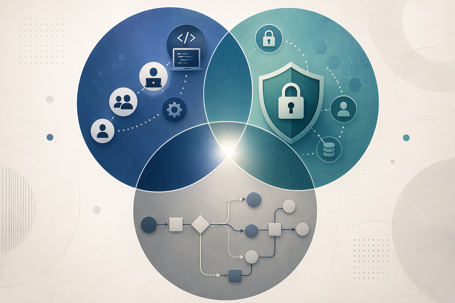 Three overlapping dimensions for team skill, data governance, and workflow complexity