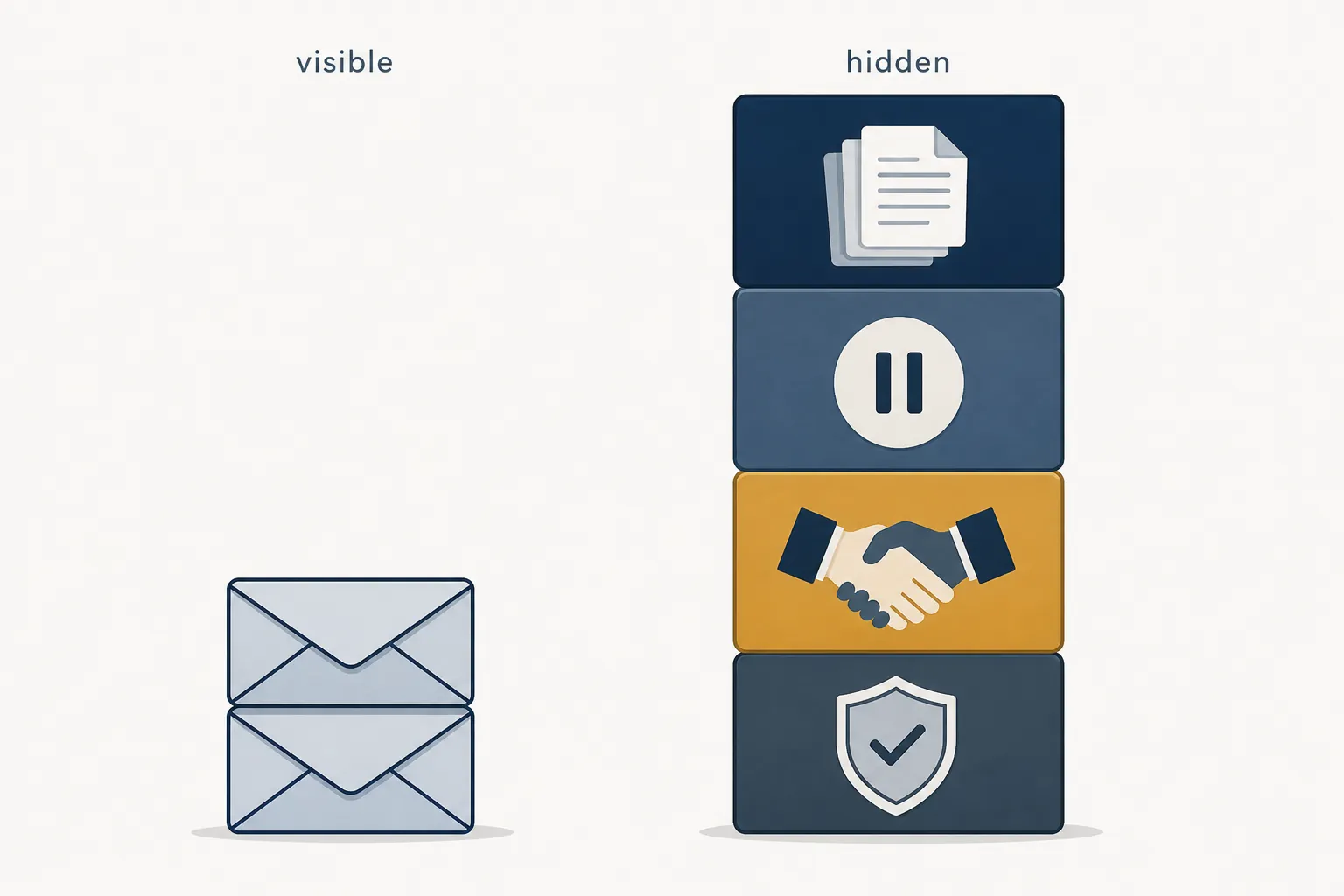 Comparison of smaller visible outage costs and larger hidden costs from documents, pauses, customer trust, and compliance exposure