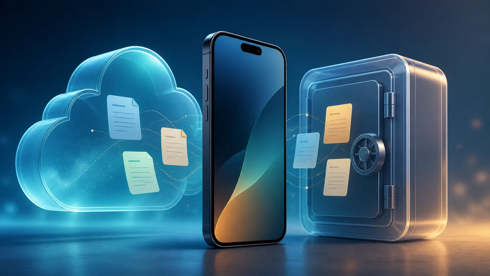 Smartphone protected by a cloud backup layer and a hard-drive vault layer before a software update