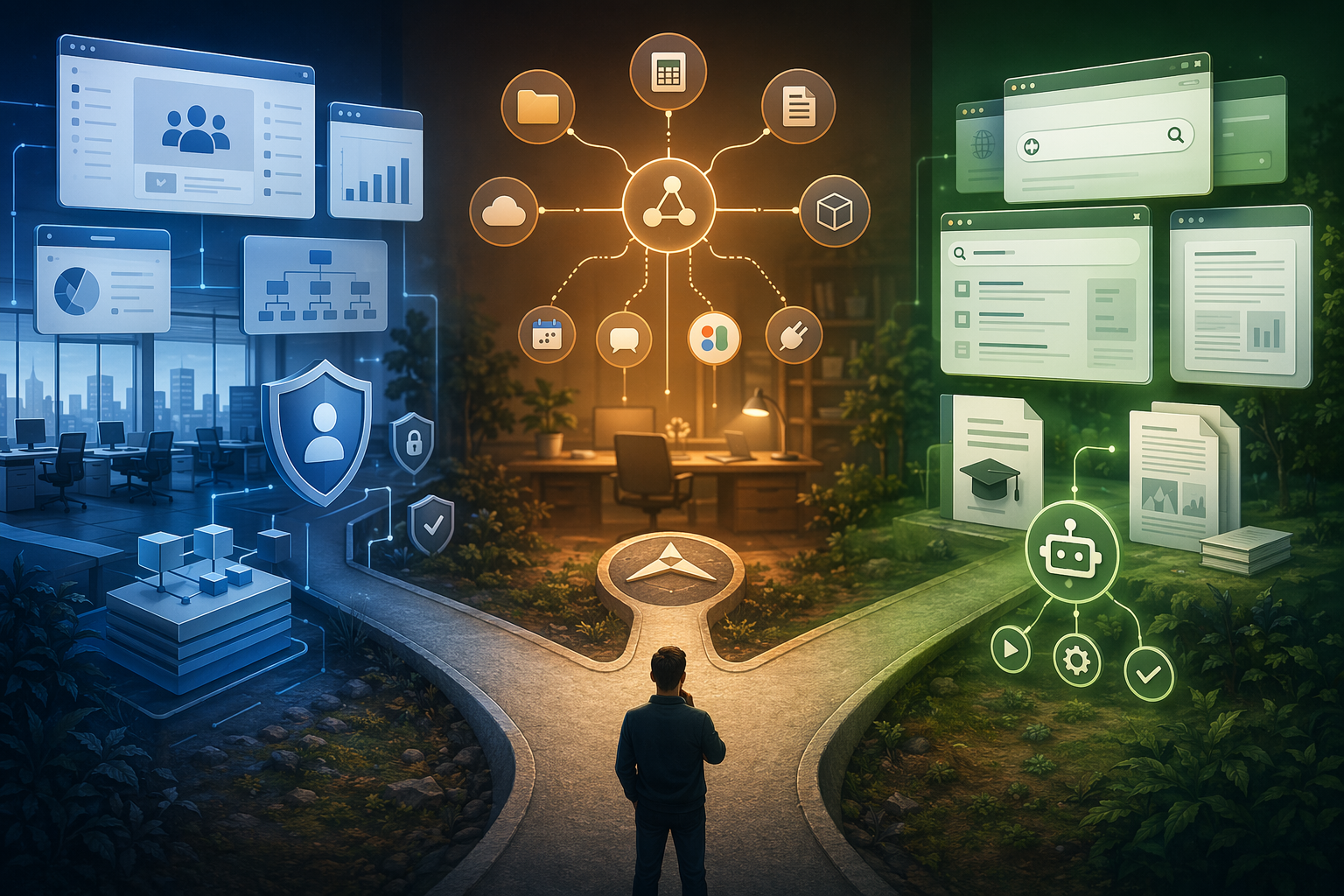 Three agentic AI workflow paths for Microsoft governance, cross-platform connectors, and browser research