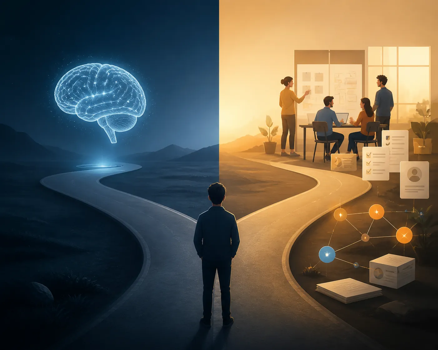 Fork in the road between frontier intelligence and tangible work outputs