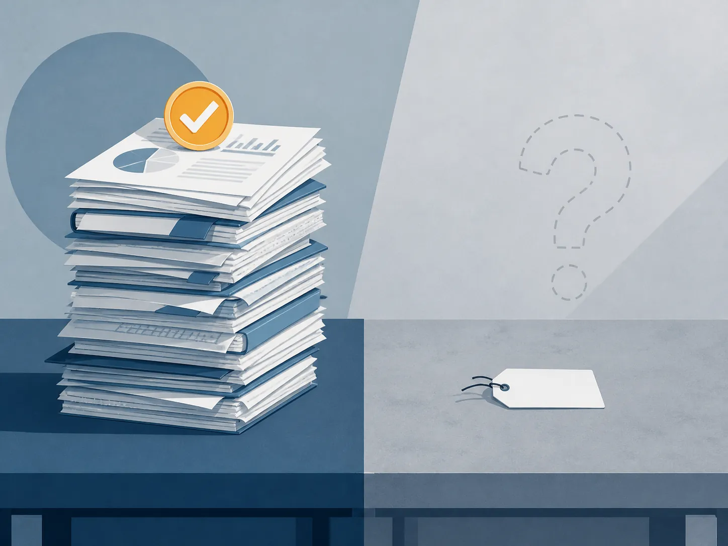 Asymmetric product evidence shown as measured reports beside an empty evidence table