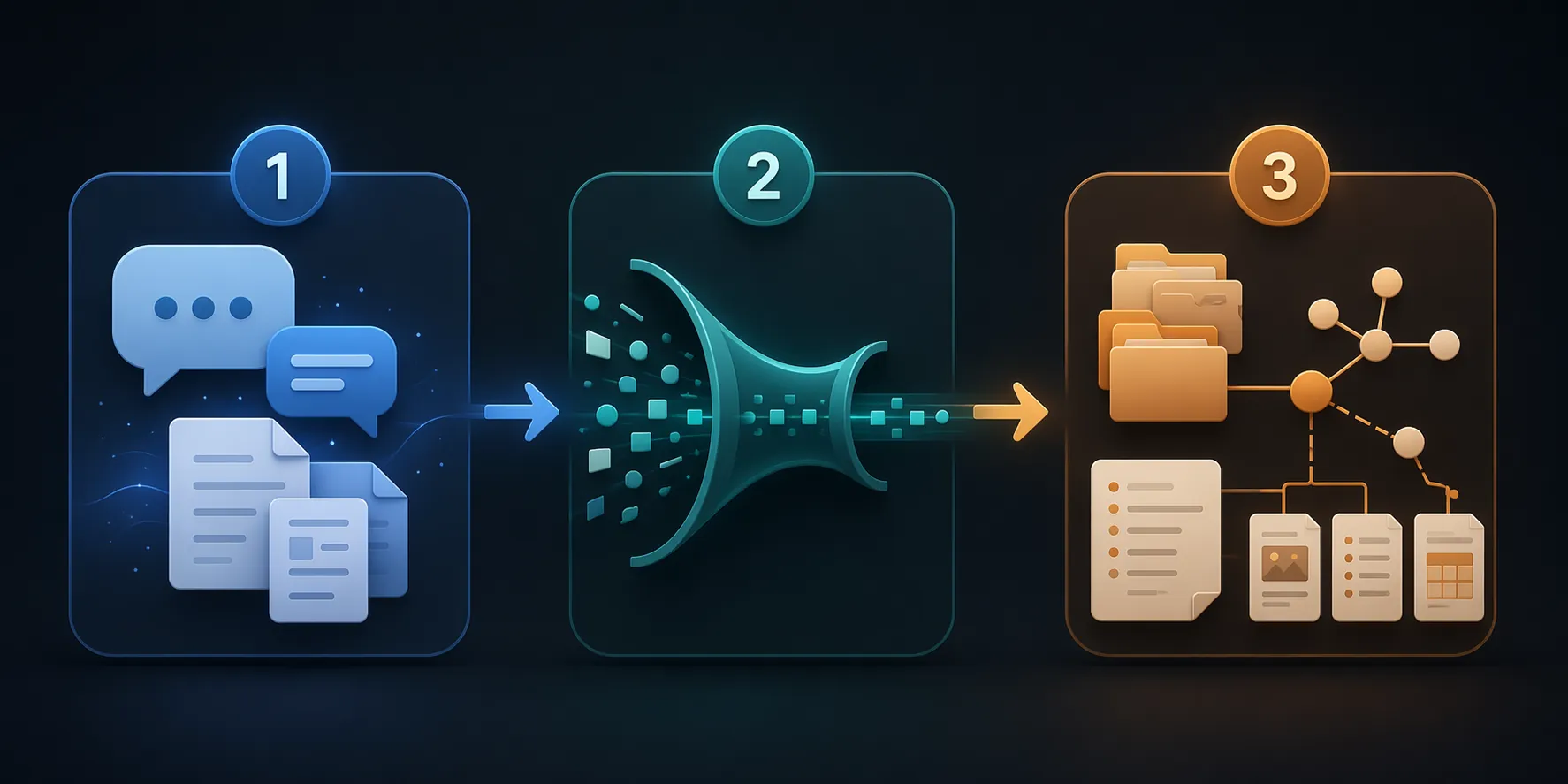 Three-step workflow from AI generation to AI capture to note persistence