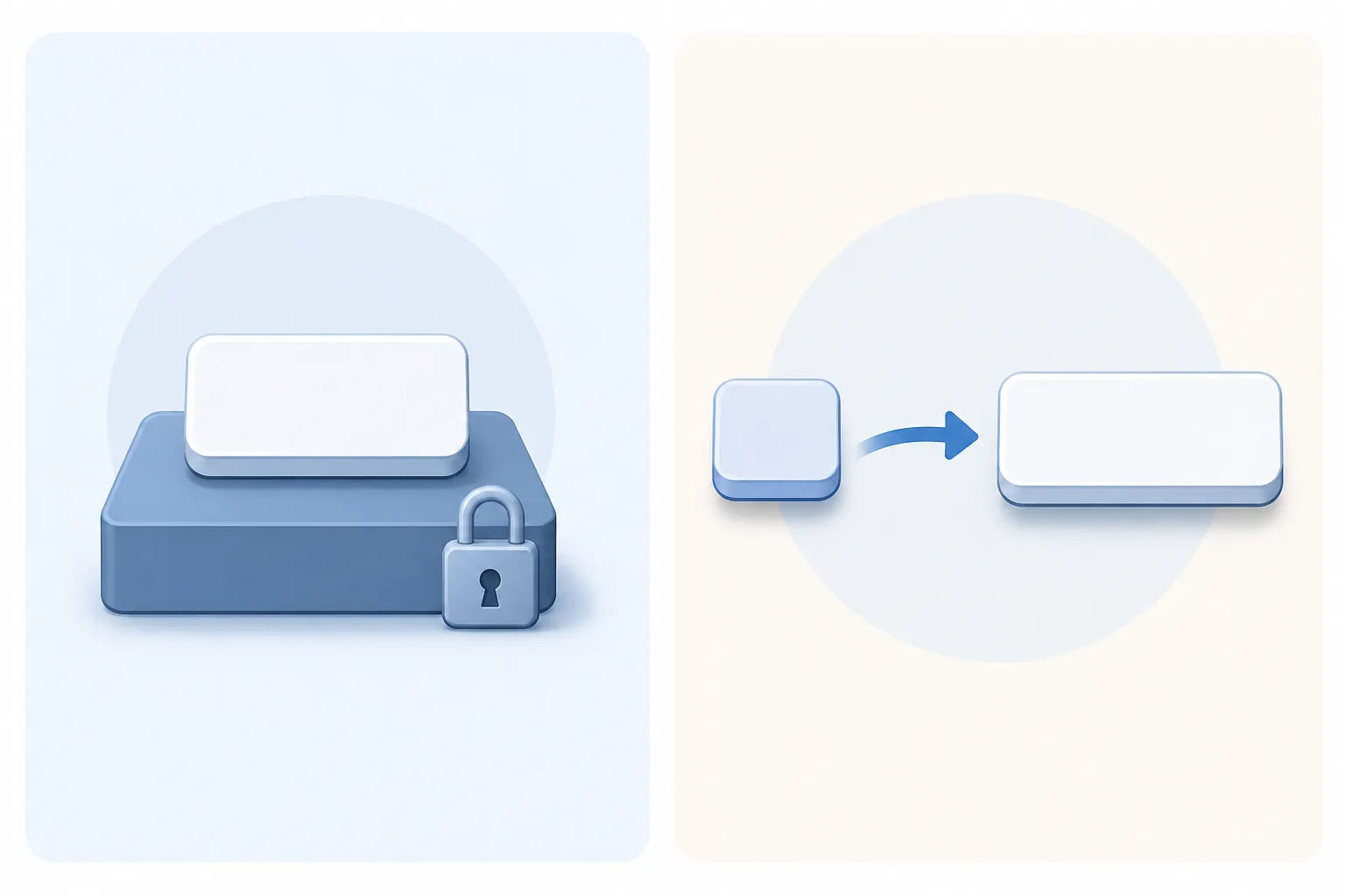 Illustration contrasting a locked custom word with a shorthand shortcut expanding into a longer phrase