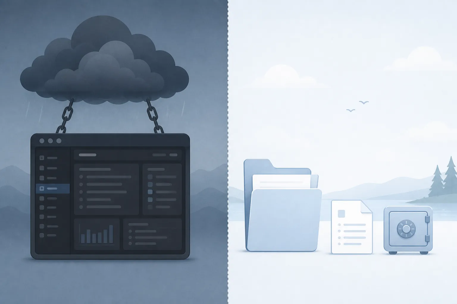 Comparison of a heavy cloud desktop app with a local note vault