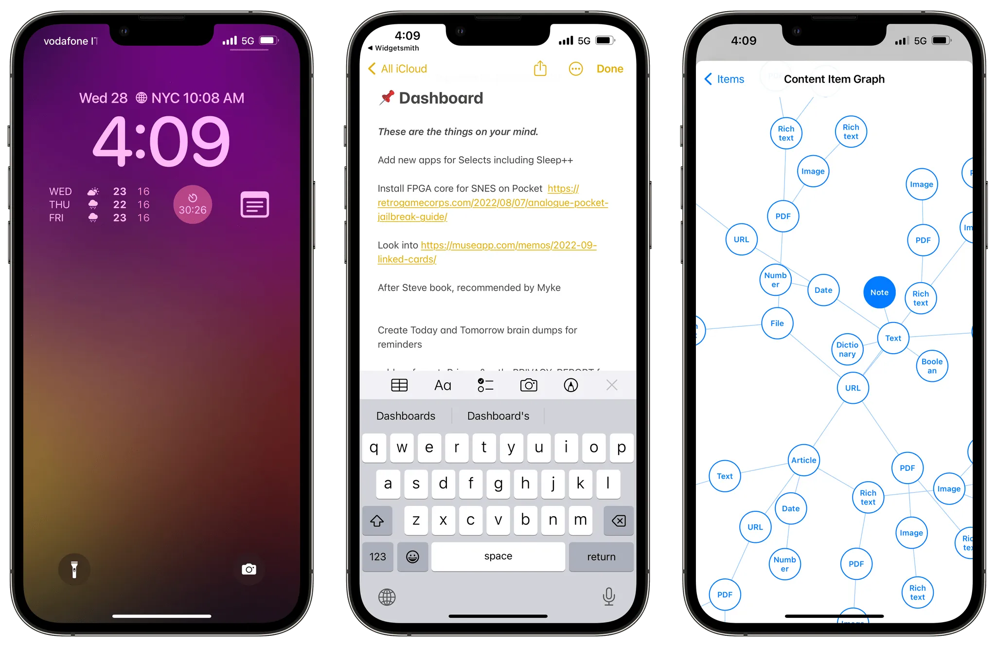 Apple Notes Lock Screen launcher widgets using the mobilenotes URL scheme to open specific notes