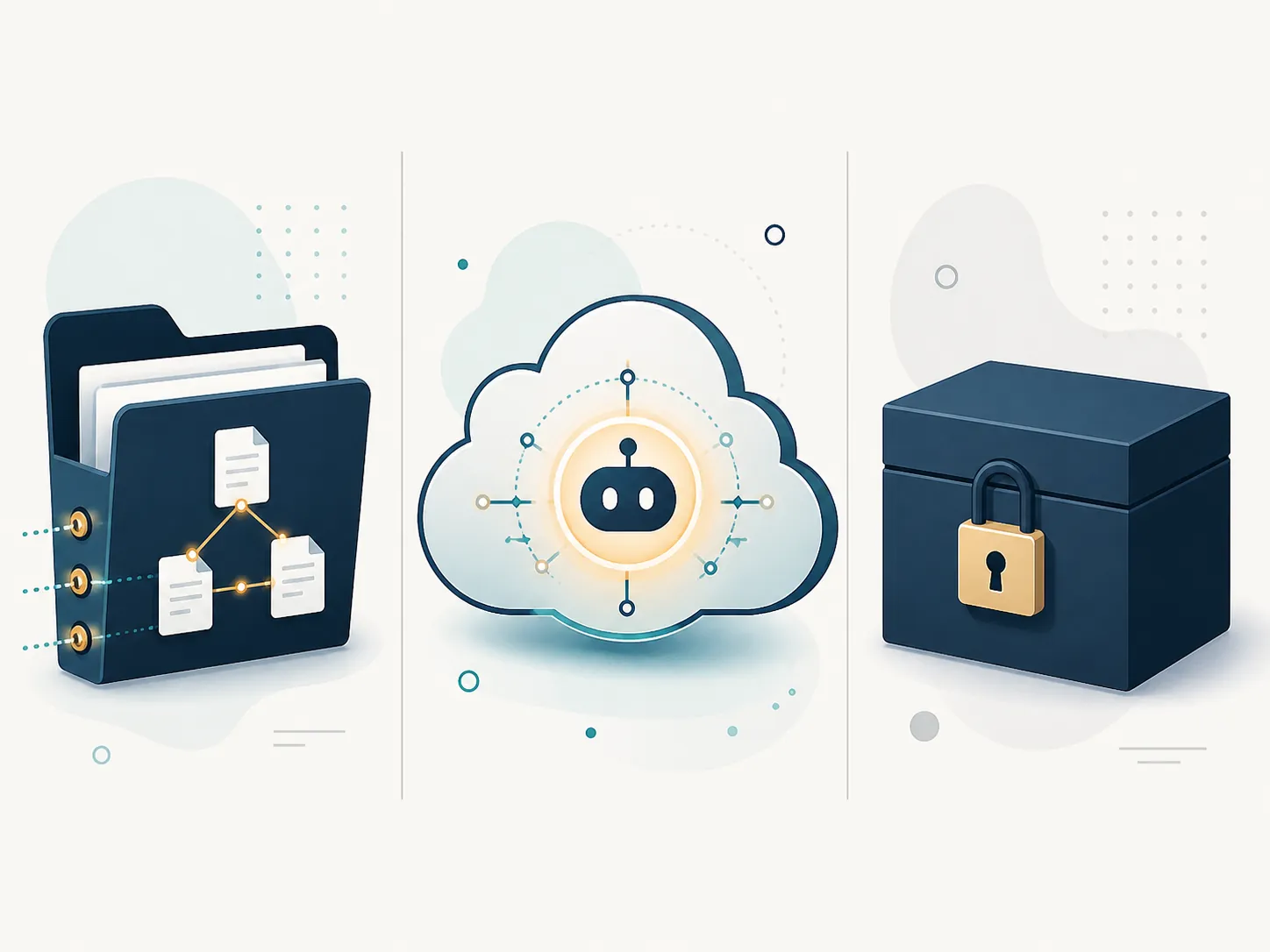 Three note-app access tiers showing local files, native cloud agents, and an app without verified connections
