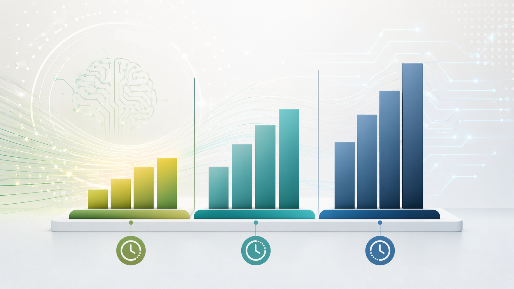 Financial-style chart showing three tiers of AI productivity tool payback periods